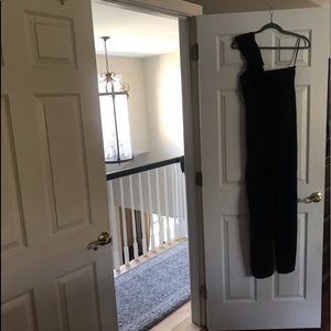 Stylish black jumpsuit one shoulder size M